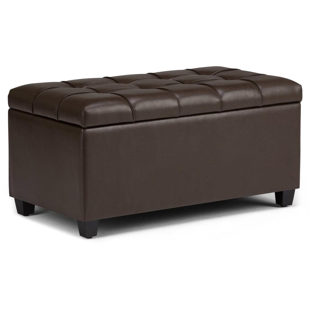 Sienna Storage Ottoman Vegan Leather 33.5in Rectangular Multi-Functional Furniture Image 1