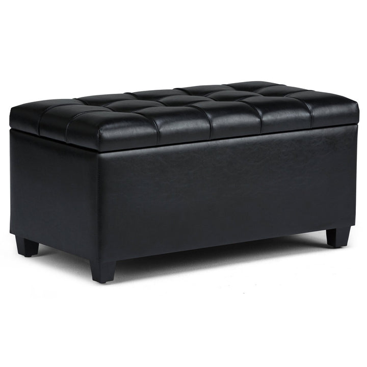 Sienna Storage Ottoman Vegan Leather 33.5in Rectangular Multi-Functional Furniture Image 3