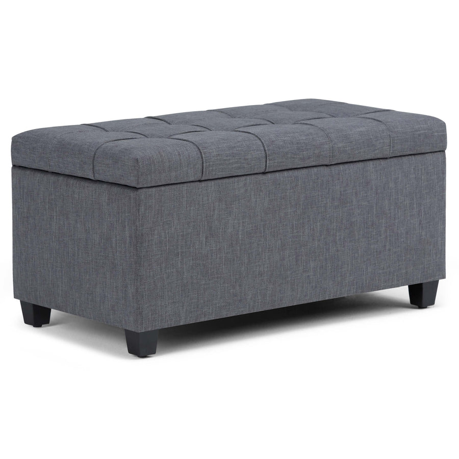 Sienna Storage Ottoman in Linen with Interior Storage 33.5x18x16.5 inches Image 1