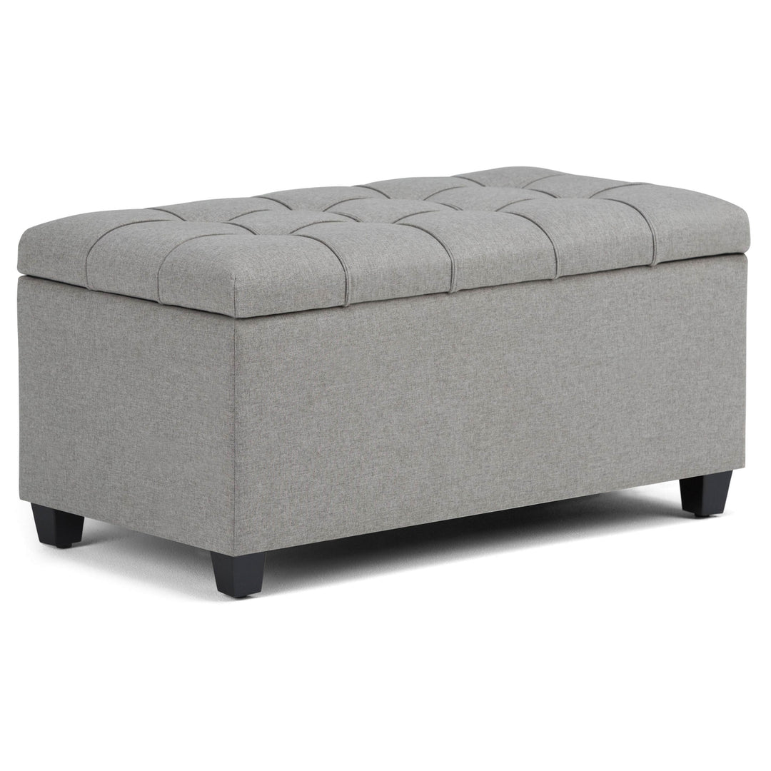 Sienna Storage Ottoman in Linen with Interior Storage 33.5x18x16.5 inches Image 2