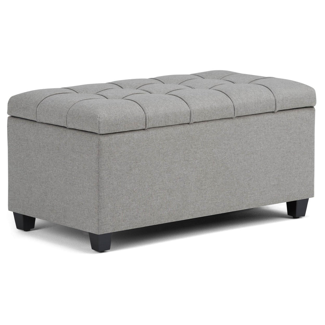 Sienna Storage Ottoman in Linen with Interior Storage 33.5x18x16.5 inches Image 1