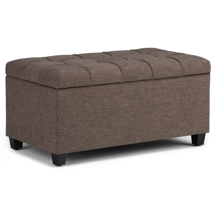 Sienna Storage Ottoman in Linen with Interior Storage 33.5x18x16.5 inches Image 3