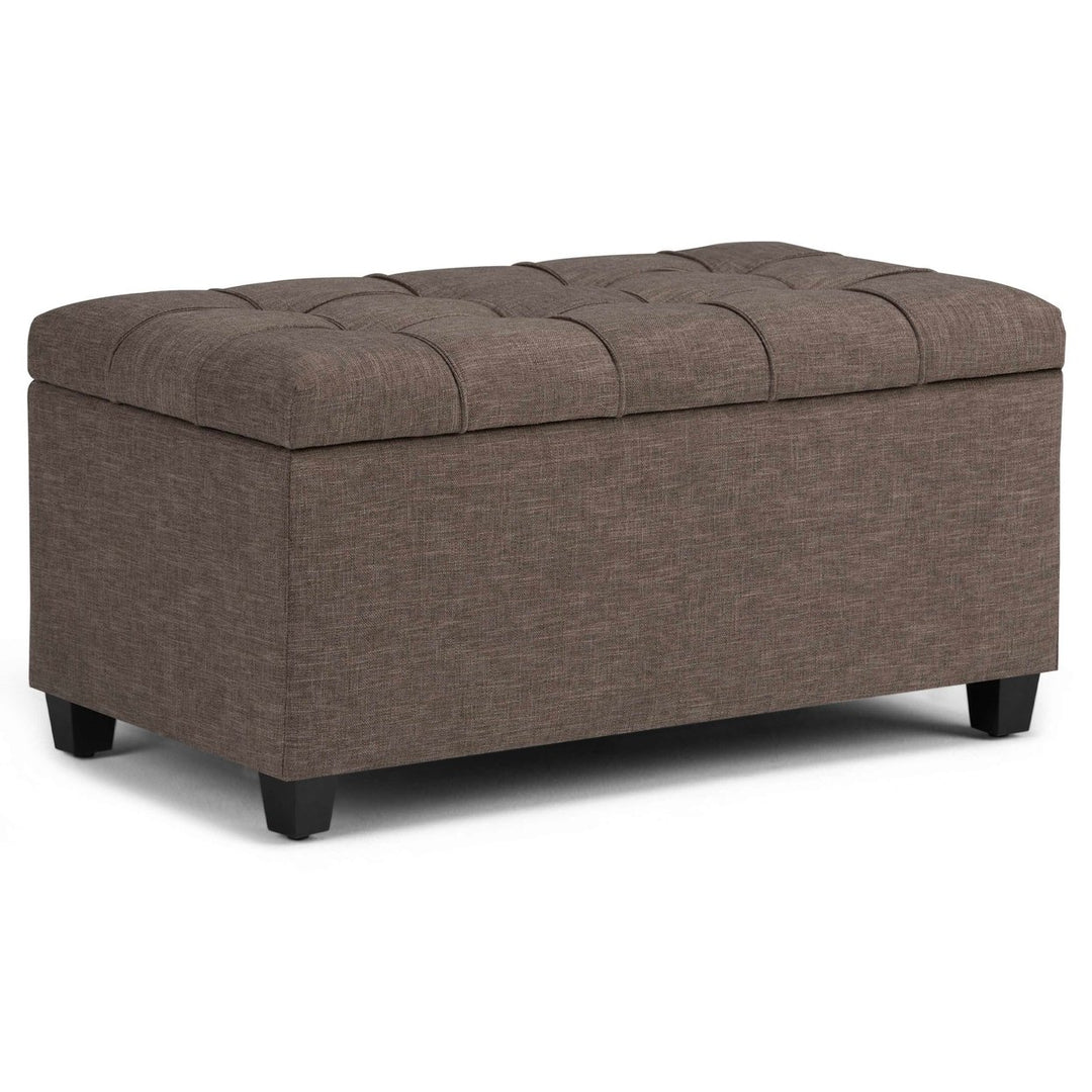 Sienna Storage Ottoman in Linen with Interior Storage 33.5x18x16.5 inches Image 1