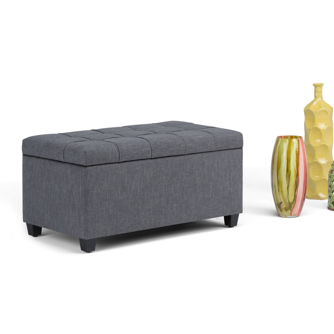 Sienna Storage Ottoman in Linen with Interior Storage 33.5x18x16.5 inches Image 4