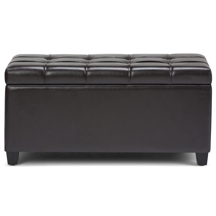 Sienna Storage Ottoman Vegan Leather 33.5in Rectangular Multi-Functional Furniture Image 7