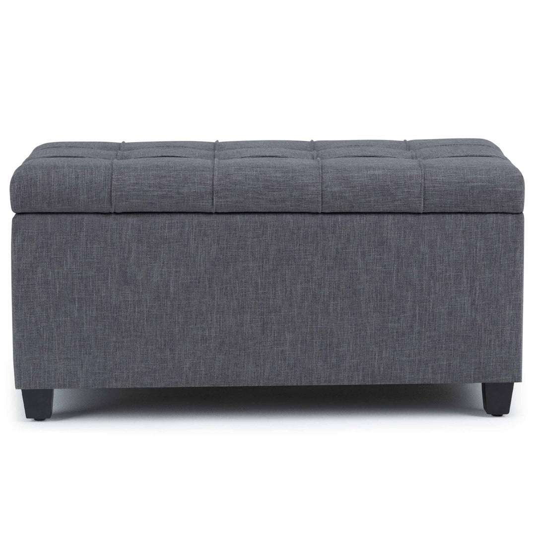 Sienna Storage Ottoman in Linen with Interior Storage 33.5x18x16.5 inches Image 5