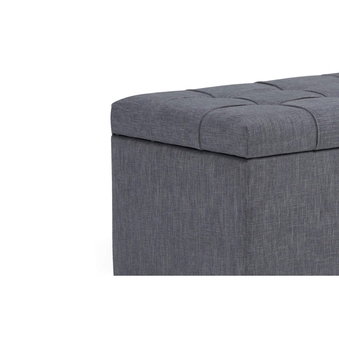 Sienna Storage Ottoman in Linen with Interior Storage 33.5x18x16.5 inches Image 6