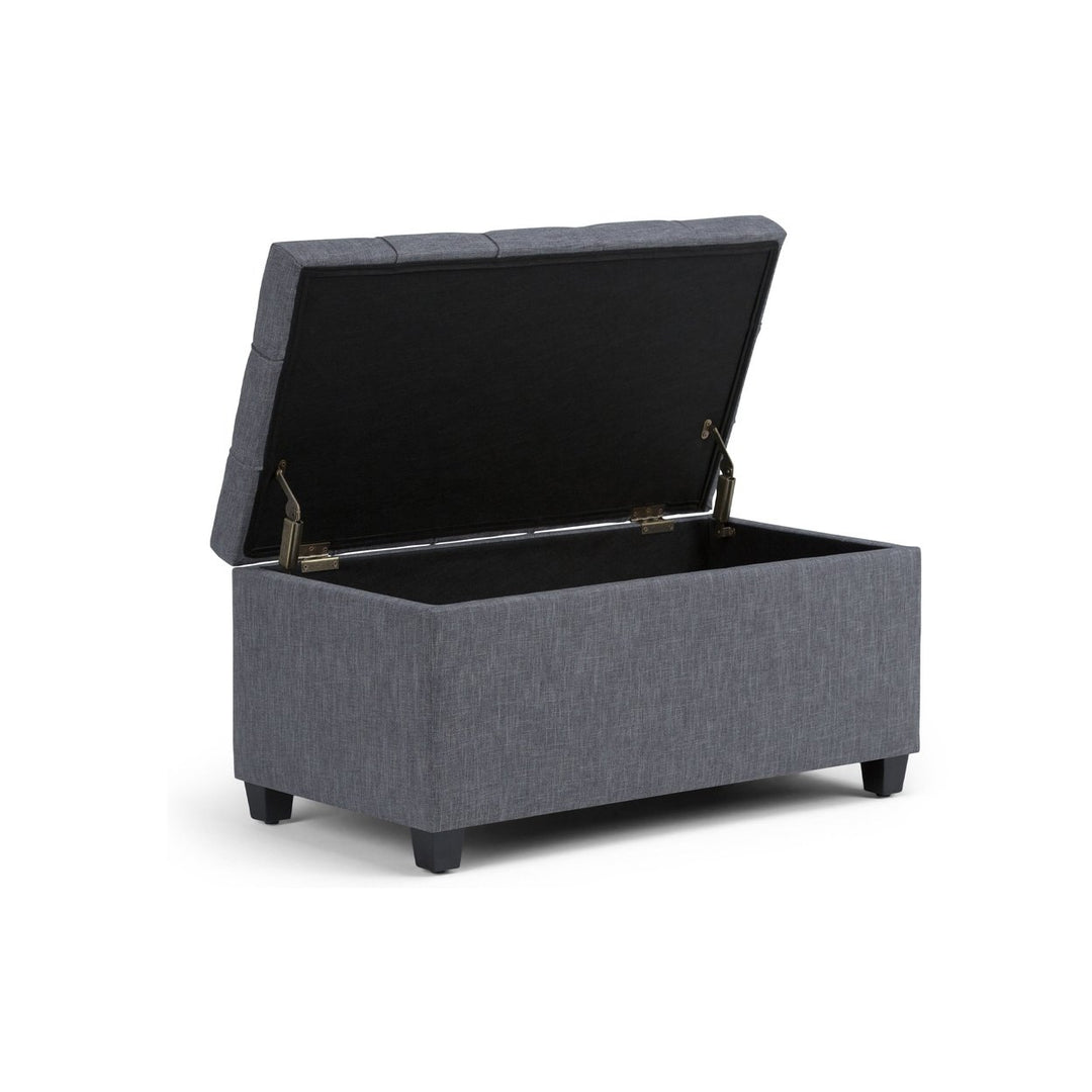 Sienna Storage Ottoman in Linen with Interior Storage 33.5x18x16.5 inches Image 7