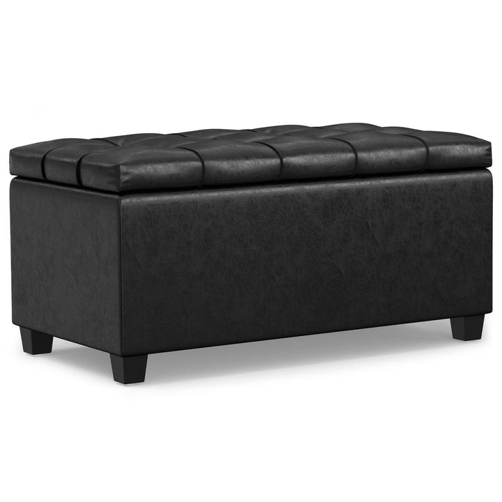 Sienna Storage Ottoman in Distressed Vegan Leather Image 1