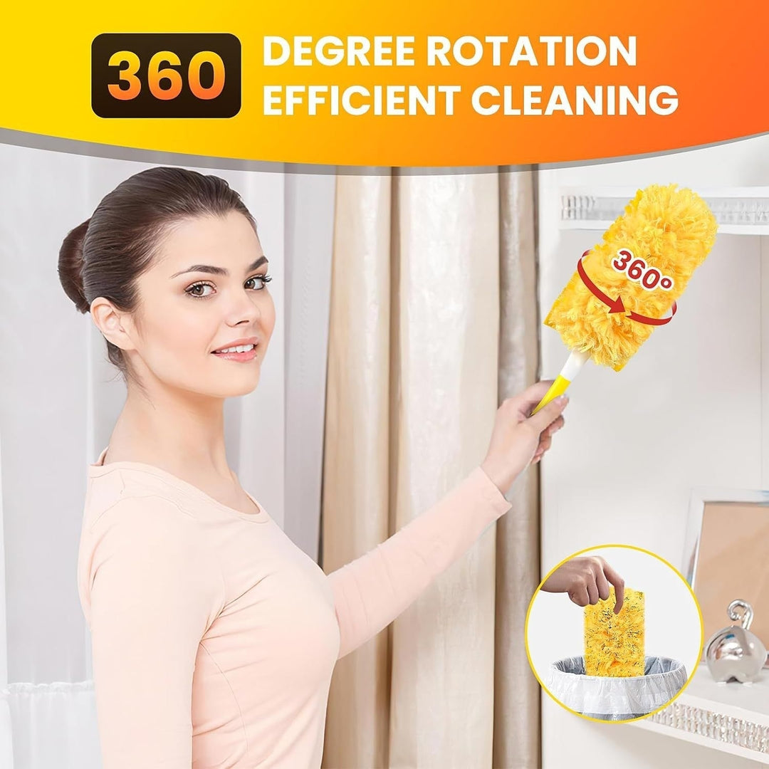 Double sided 360  electrostatic precipitator for cleaning dust spider web cleaning disposable feather duster roof and Image 3