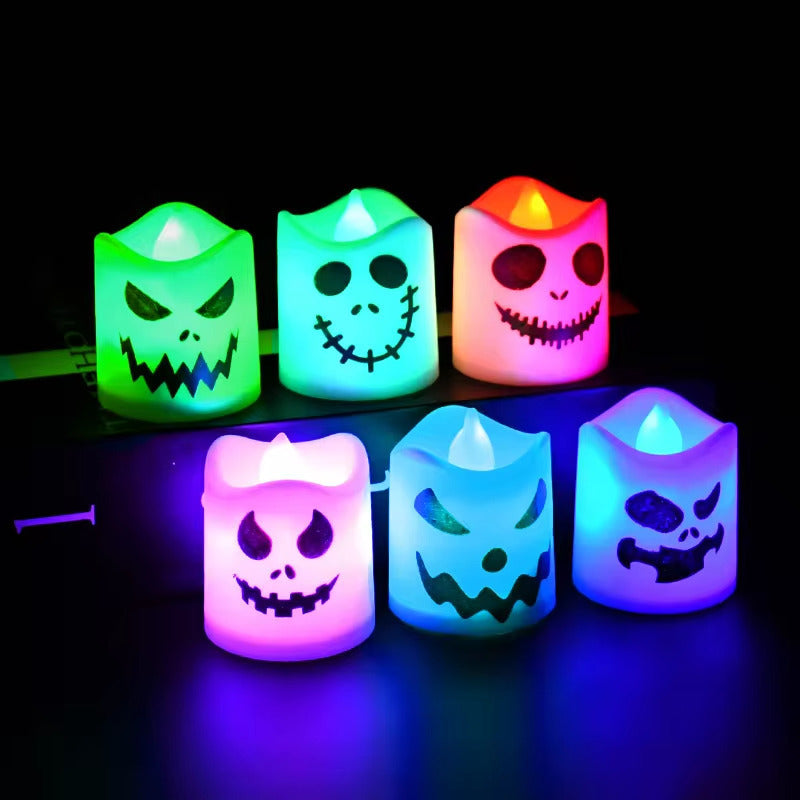 6 PCS Halloween Party Horror Decorations Pumpkin Candle Lights Multi-color Lights Haunted House Horror Props Home Bar Image 2