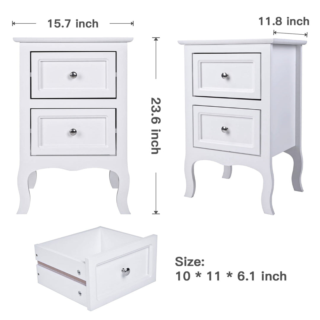 Hommoo Night Stand for Home, End Table with 2 Drawer, Modern Design Storage Cabinet for Bedroom, Living Room, Image 5