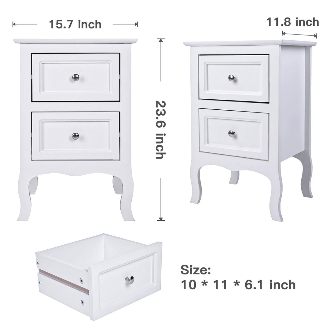 Hommoo Night Stand for Bedroom, End Table with 2 Drawer, Modern Design Storage Cabinet for Bedroom, Living Room Image 5