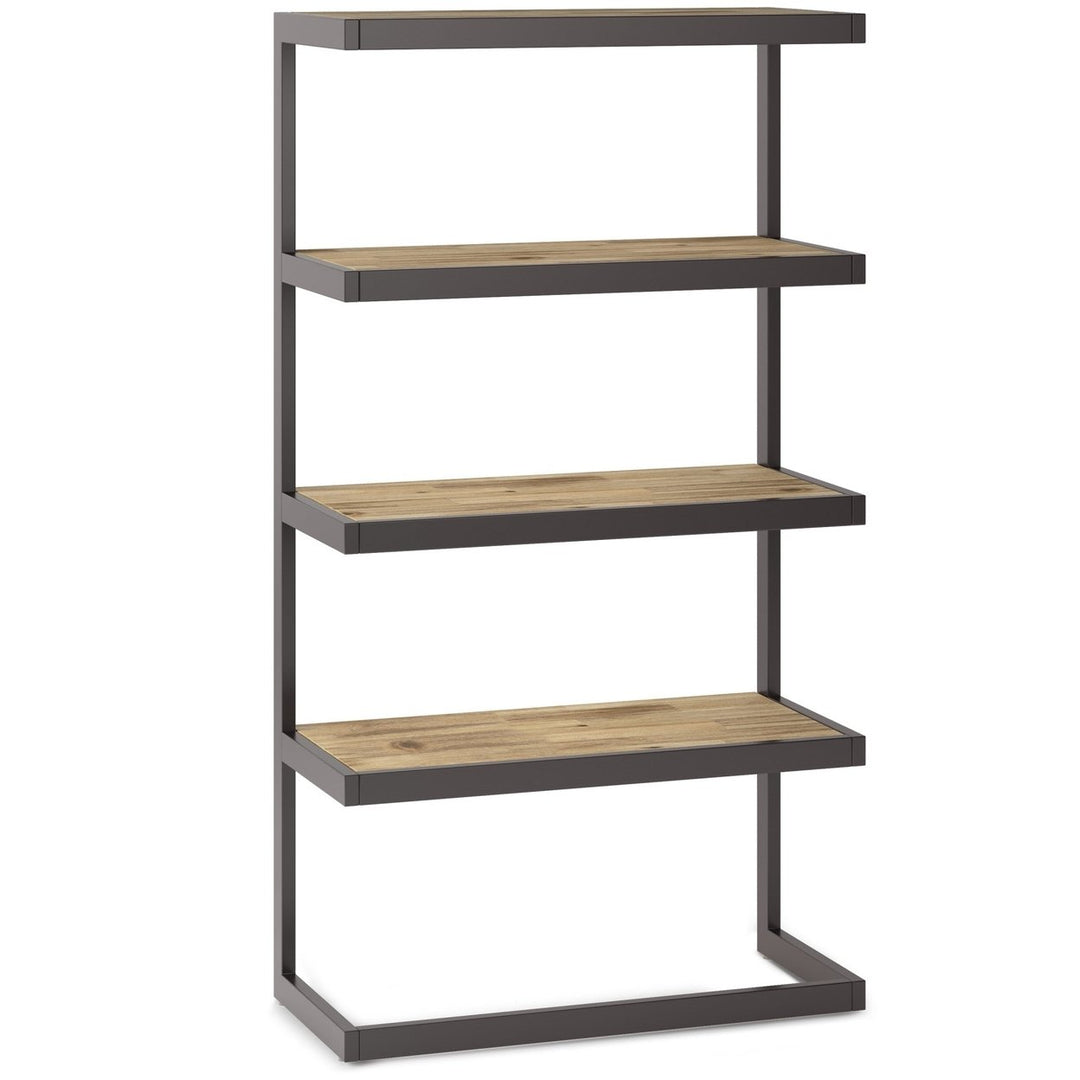 Erina Bookcase Acacia Wood 4 Shelves Black Frame 66 Inch Modern Industrial Image 2