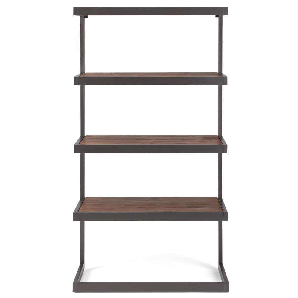 Erina Bookcase Acacia Wood 4 Shelves Black Frame 66 Inch Modern Industrial Image 5