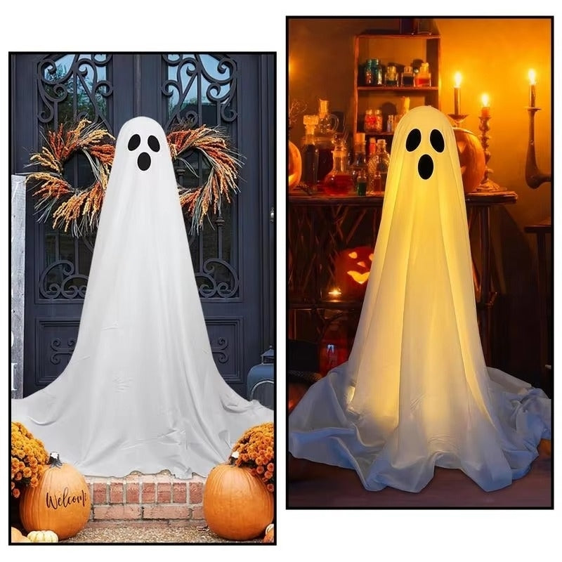 Light-Up Halloween Ghost Decor with LED String Lights - Spooky Glowing Giant Ghost Image 2