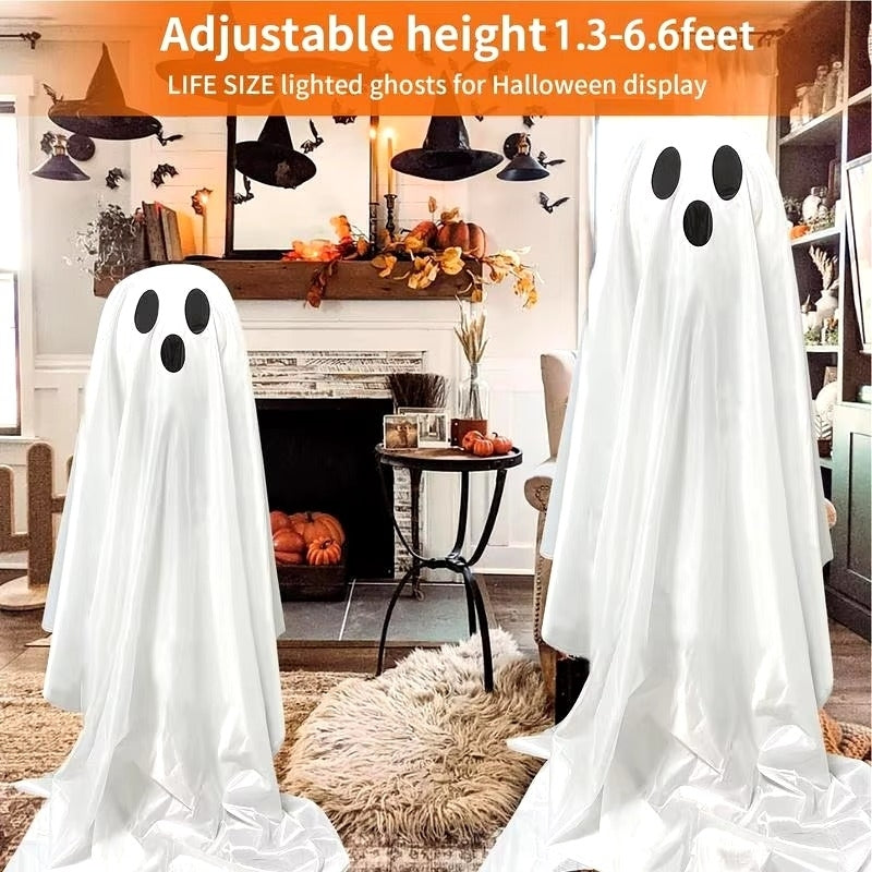 Light-Up Halloween Ghost Decor with LED String Lights - Spooky Glowing Giant Ghost Image 3