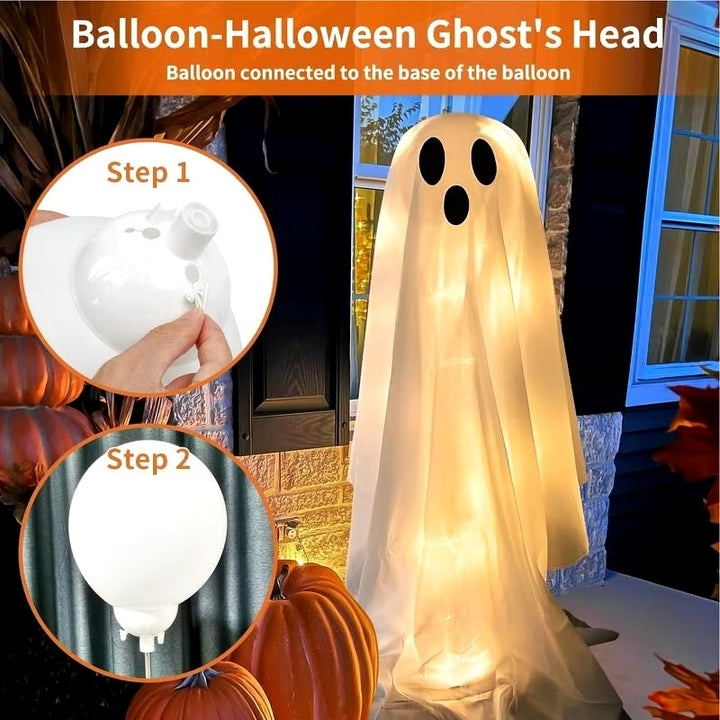 Light-Up Halloween Ghost Decor with LED String Lights - Spooky Glowing Giant Ghost Image 4