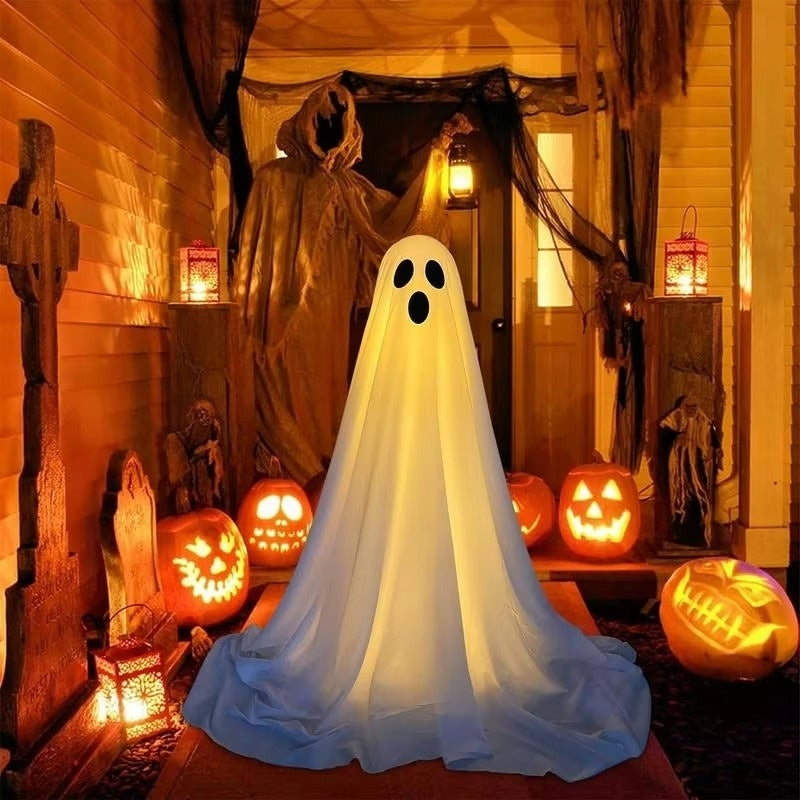 Light-Up Halloween Ghost Decor with LED String Lights - Spooky Glowing Giant Ghost Image 5