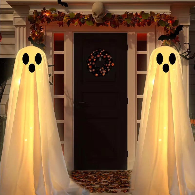 Light-Up Halloween Ghost Decor with LED String Lights - Spooky Glowing Giant Ghost Image 6