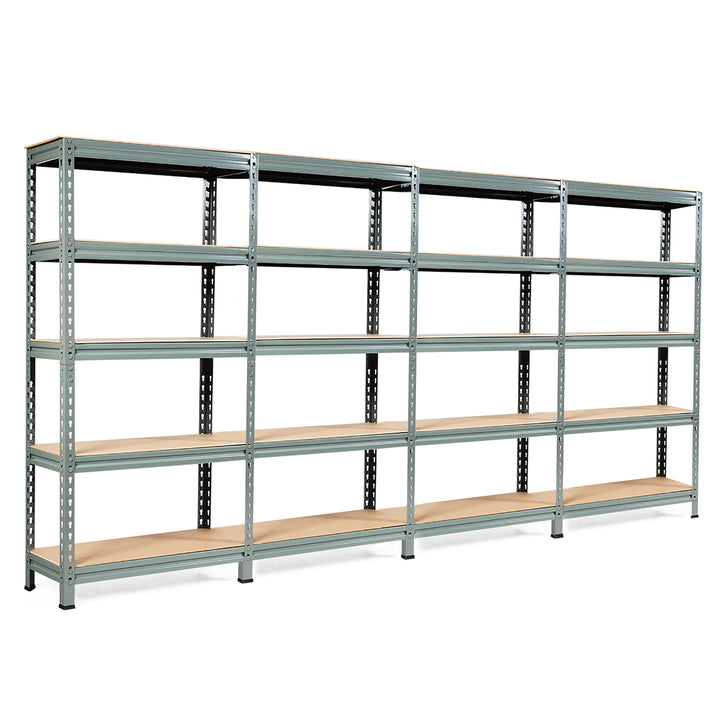 Costway 4PCS 5-Tier Metal Storage Shelves 60Adjustable Shelves Silver\Gray\ Blue Image 3