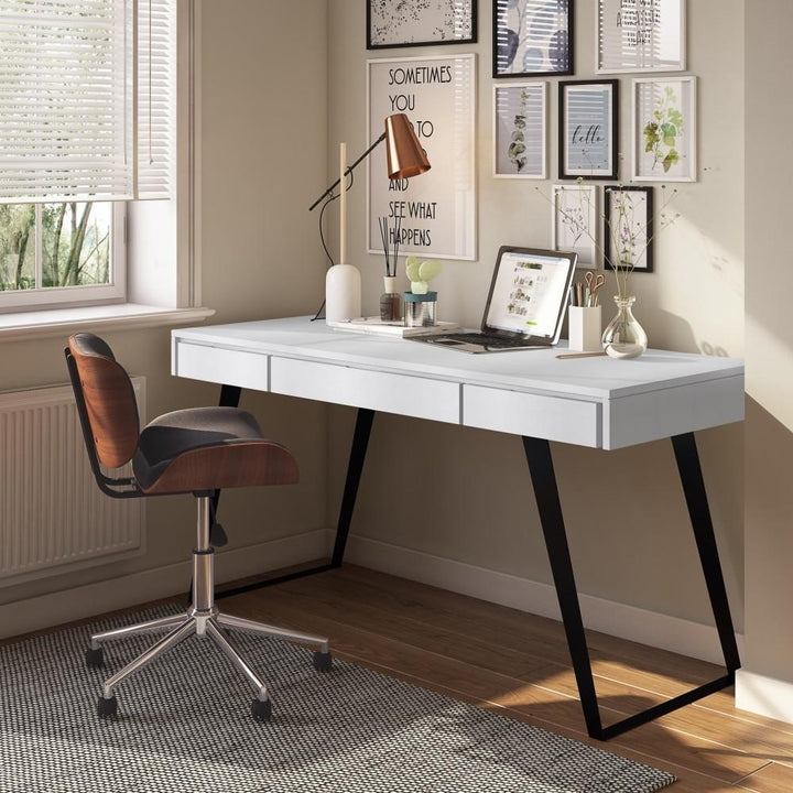 Lowry Desk Acacia Solid Wood Metal Legs 53.9 inch Industrial Style Home Office Image 7