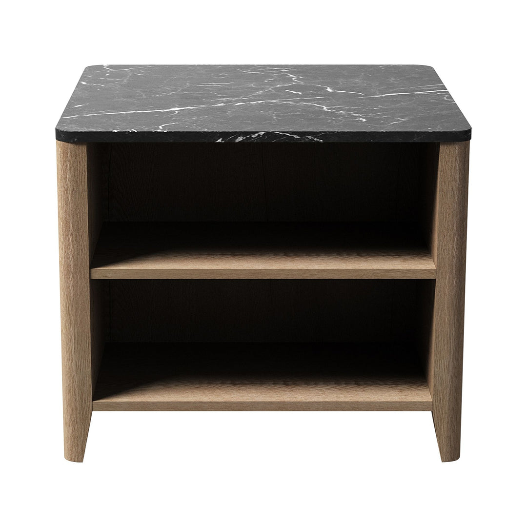 Hommoo Coffee Table, Nightstand, Bedside Table with Drawers, Corner Table Side Table for Living Room, Marble Image 3