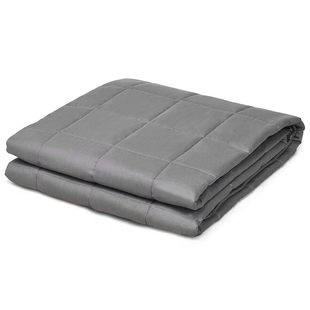 Costway 7/12/15/17/20/22/25 lbs Weighted Blankets Full /Queen/King Size 100% Cotton w/ Glass Beads Dark Grey Image 4