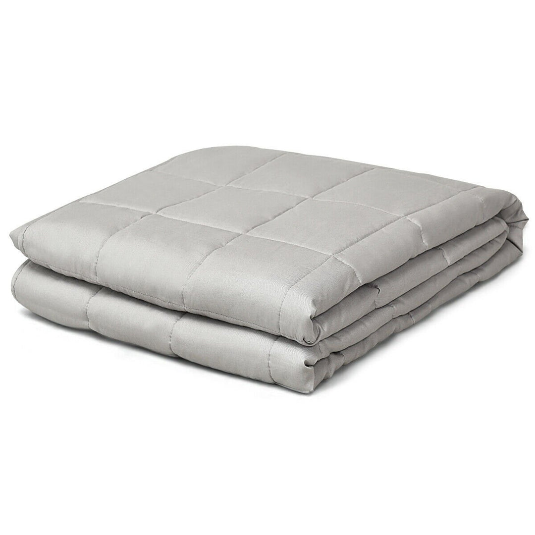 Costway 7/12/15/17/20/22/25 lbs Weighted Blankets Full /Queen/King Size 100% Cotton w/ Glass Beads Light Grey Image 4