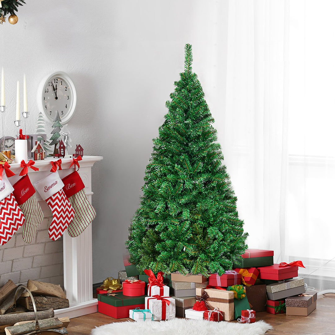 Costway 5Ft/6Ft/7Ft/8Ft Artificial PVC Christmas Tree W/Stand Holiday Season Indoor Outdoor Green Image 6