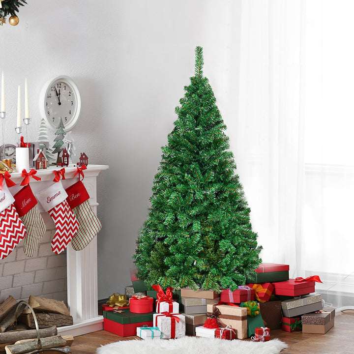 Costway 5Ft/6Ft/7Ft/8Ft Artificial PVC Christmas Tree W/Stand Holiday Season Indoor Outdoor Green Image 1