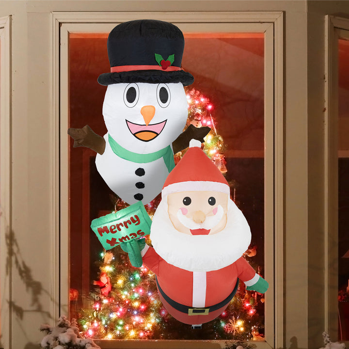 Sunnydaze Santa and Frosty Window Christmas Inflatable with LED Lights Image 1