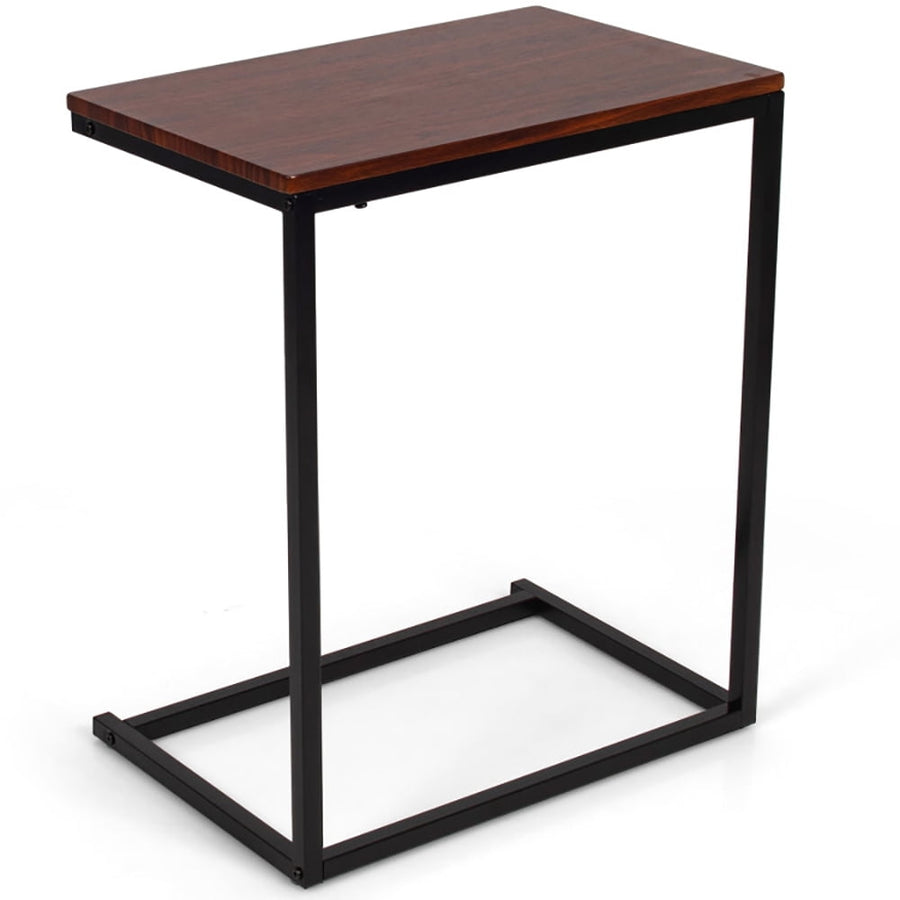 Hommoo 26 Inch Beside Sofa Laptop Holder End Stand Desk-Dark Brown Image 1