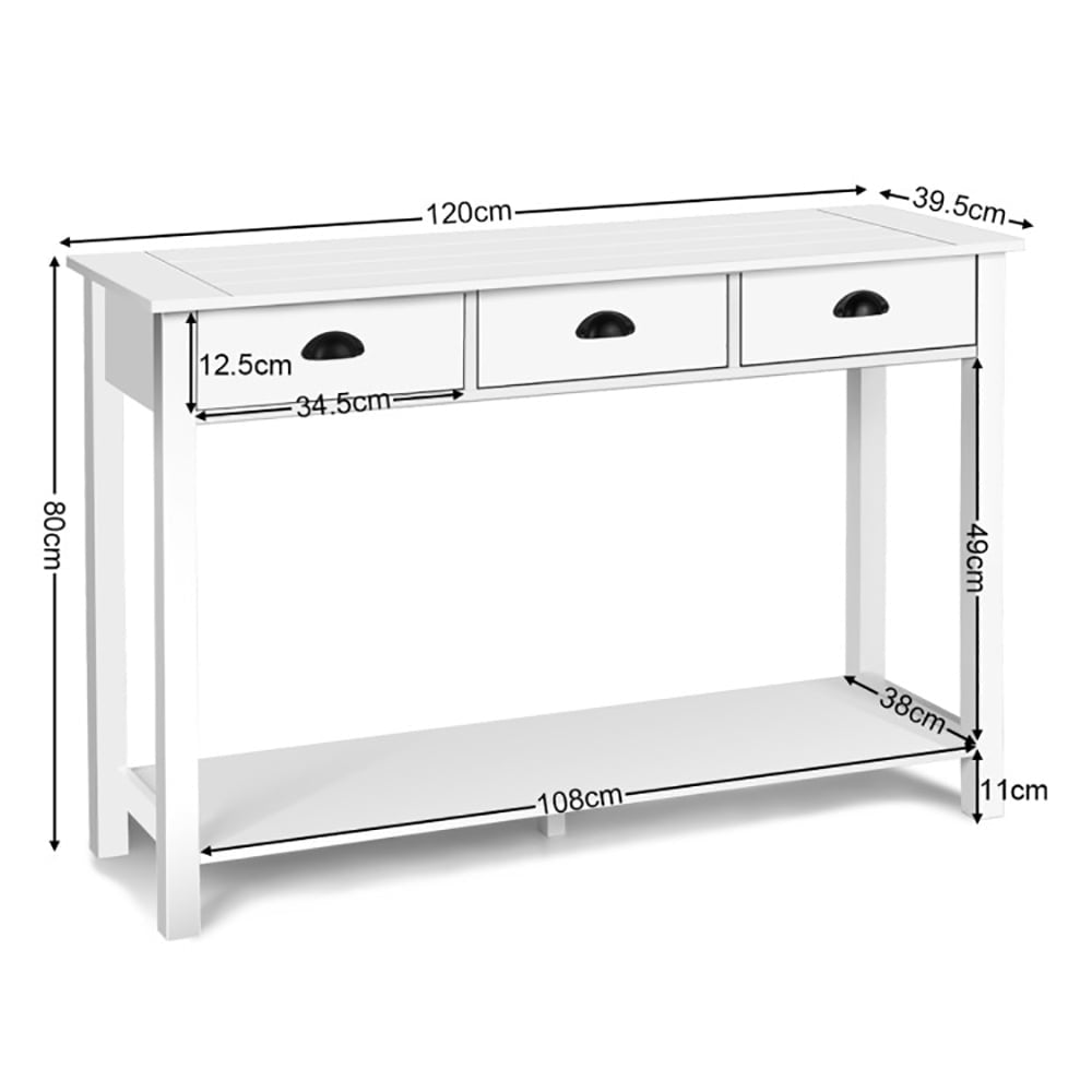 Hommoo Wooden Console Table with 3 Drawers and 2-Tier Shelves, Narrow Console Table with Shelves for Foyer and Entry Image 4