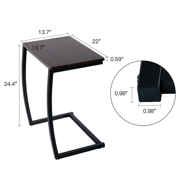 Hommoo Lightweight Side Table, 11.2lbs, C-Shape Design, Iron Frame, 22x13.8x24.4in Image 4