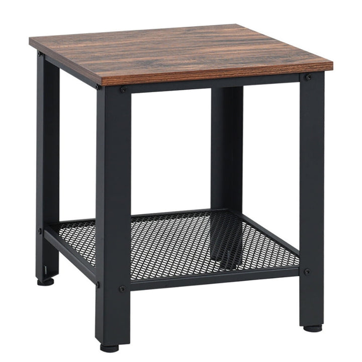 Hommoo Nightstand,Coffee Side Table,Industrial End Table 2-Tier Side Table-Black Image 7