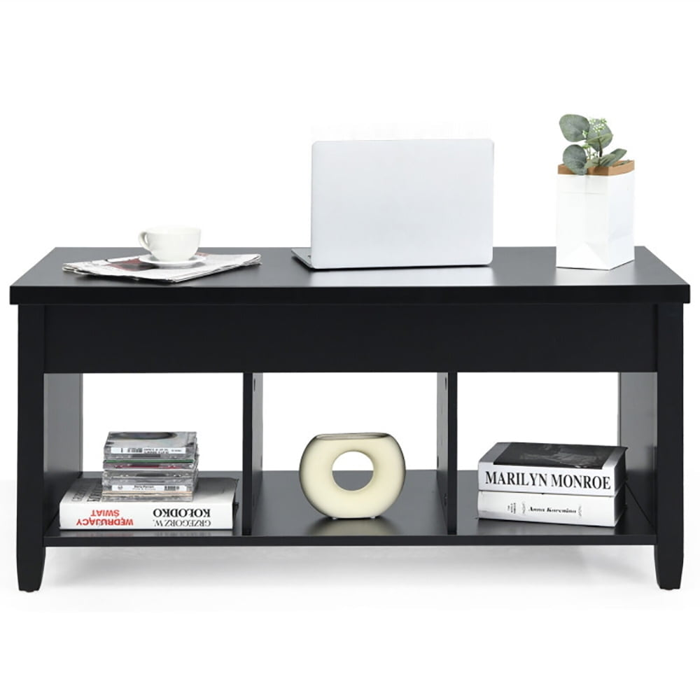 Hommoo Coffee Table, Modern Sofa Table Tea Table,Lift Top Coffee Table with Hidden Storage Compartment-Black Image 5