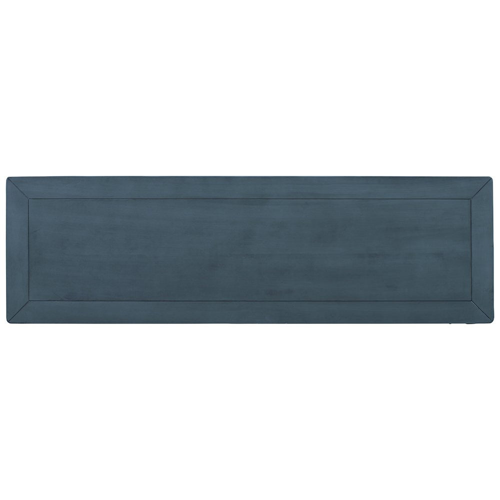 Hommoo 3-Drawers Distressed Finish Living Room Table with Open Shelf Navy Blue Image 2