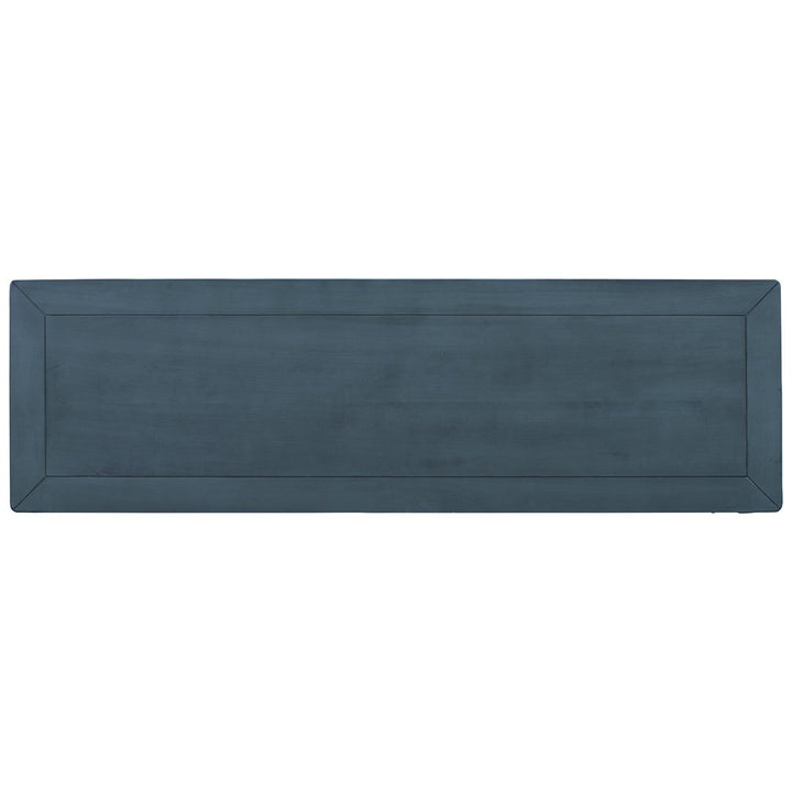 Hommoo 3-Drawers Distressed Finish Living Room Table with Open Shelf Navy Blue Image 2