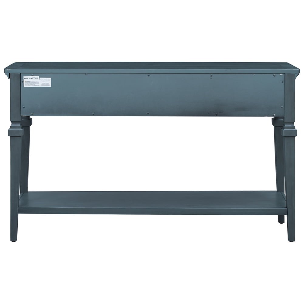 Hommoo 3-Drawers Distressed Finish Living Room Table with Open Shelf Navy Blue Image 6