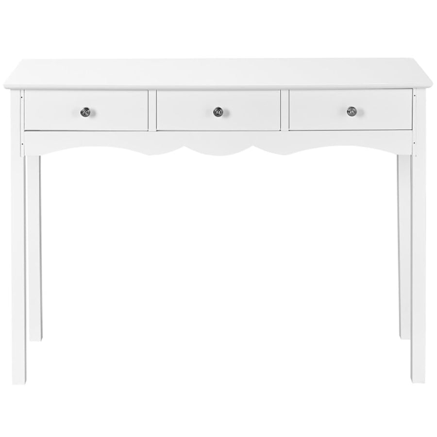 Hommoo Side Sofa Table with Storage 3-Drawers-white, Narrow Console Table, Entryway Hall Table with Shelves for Foyer Image 1