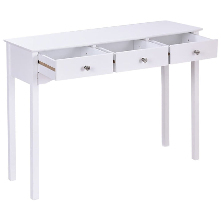 Hommoo Side Sofa Table with Storage 3-Drawers-white, Narrow Console Table, Entryway Hall Table with Shelves for Foyer Image 2