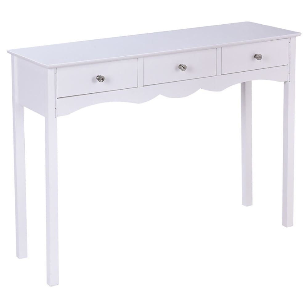 Hommoo Side Sofa Table with Storage 3-Drawers-white, Narrow Console Table, Entryway Hall Table with Shelves for Foyer Image 3