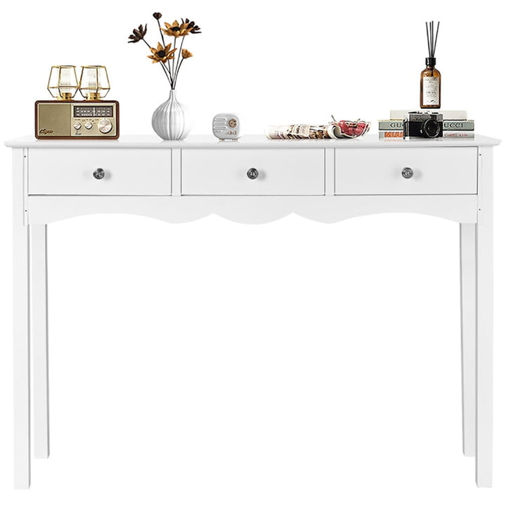 Hommoo Side Sofa Table with Storage 3-Drawers-white, Narrow Console Table, Entryway Hall Table with Shelves for Foyer Image 5