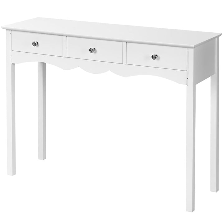 Hommoo Side Sofa Table with Storage 3-Drawers-white, Narrow Console Table, Entryway Hall Table with Shelves for Foyer Image 6