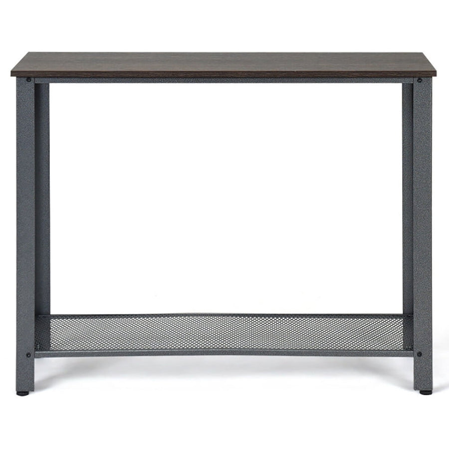 Hommoo Metal Frame Wood Console Sofa Table with Storage Shelf, Narrow Console Table, Sliver Image 1