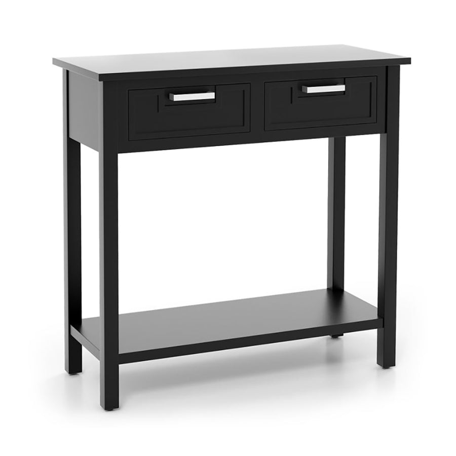 Hommoo Narrow Console Table with Drawers and Open Storage Shelf, Narrow Console Table, Black Image 1