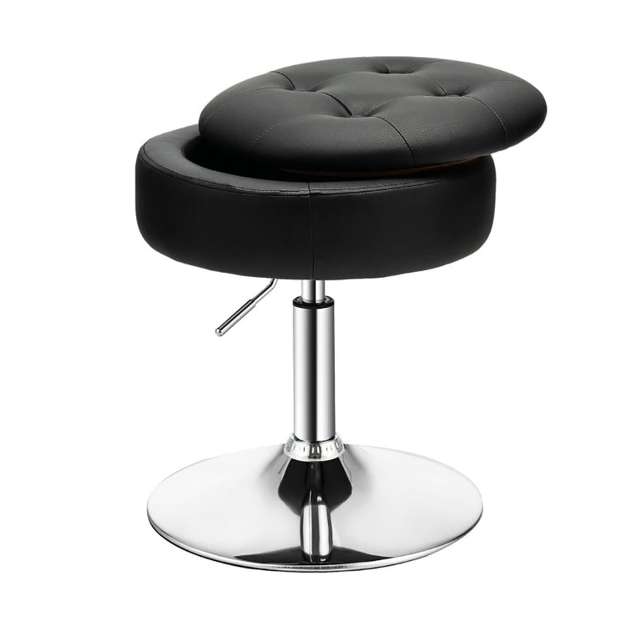 Hommoo Adjustable 360  Swivel Storage Vanity Stool with Removable Tray-Black Image 1