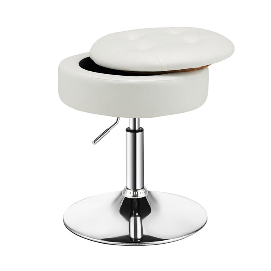 Hommoo Adjustable 360  Swivel Storage Vanity Stool with Removable Tray-White Image 1