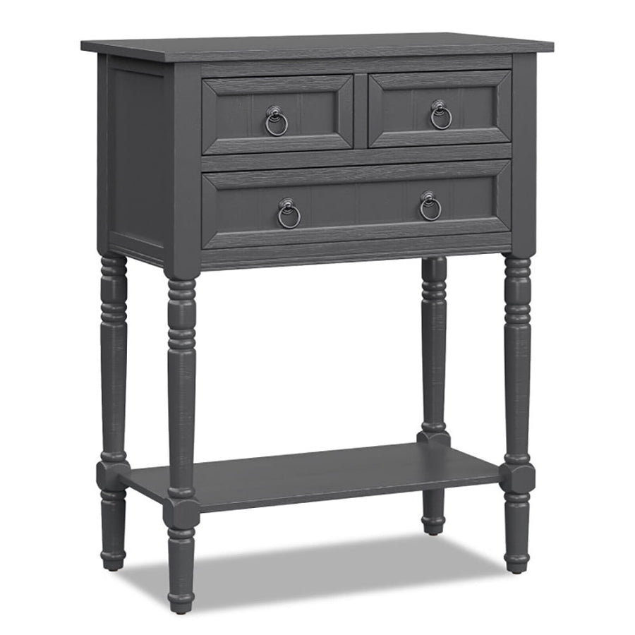 Hommoo Narrow Console Table with 3 Storage Drawers and Open Bottom Shelf, Narrow Console Table, Gray Image 1